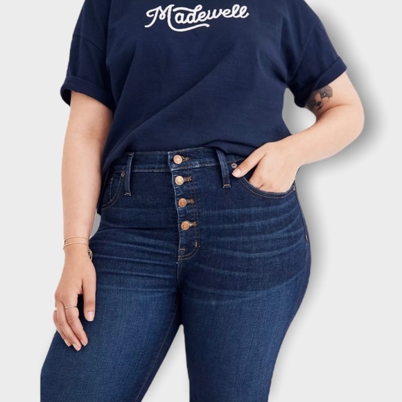 Madewell 9” Button Front Mid-Rise Skinny Jeans - Picture 1 of 9